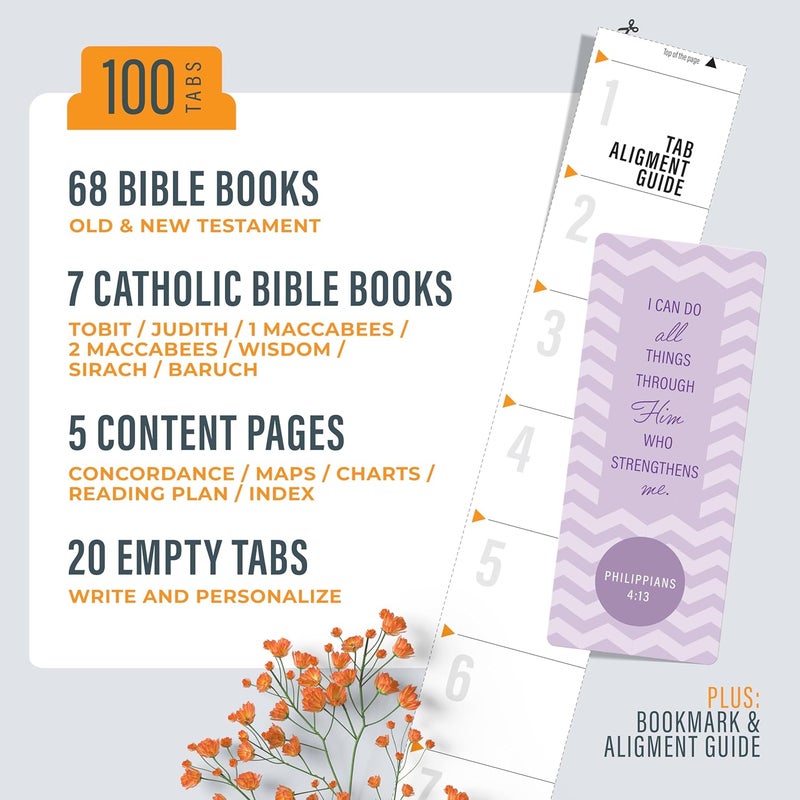 OFFILICIOUS Kawaii Bible Book Tabs – 100 Soft-Touch, Laminated Protestant & Catholic Bible Tabs – Bible Accessories – Durable Tabs for Bible – Bible Tabs Large Print – Pink Bible Tabs for Women - Image 2